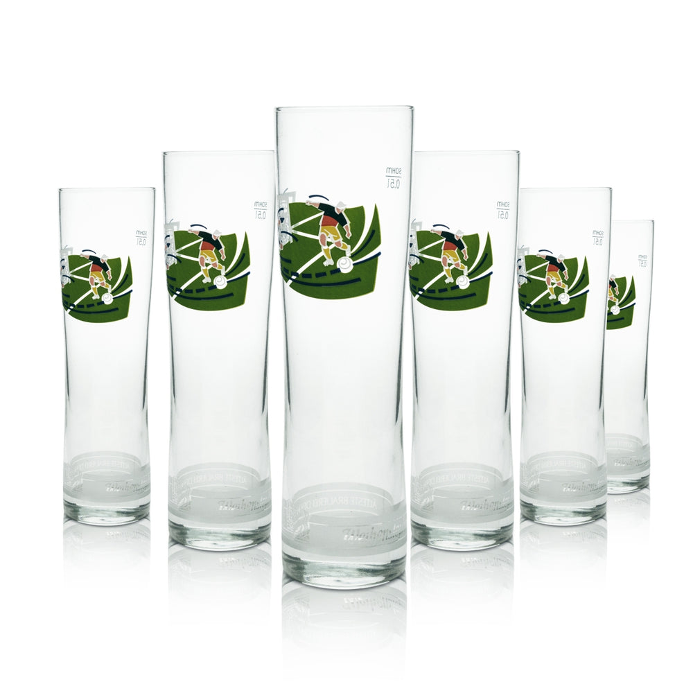 6x Weihenstephan beer glass tulip 0.5l Sahm soccer Germany Jamaica