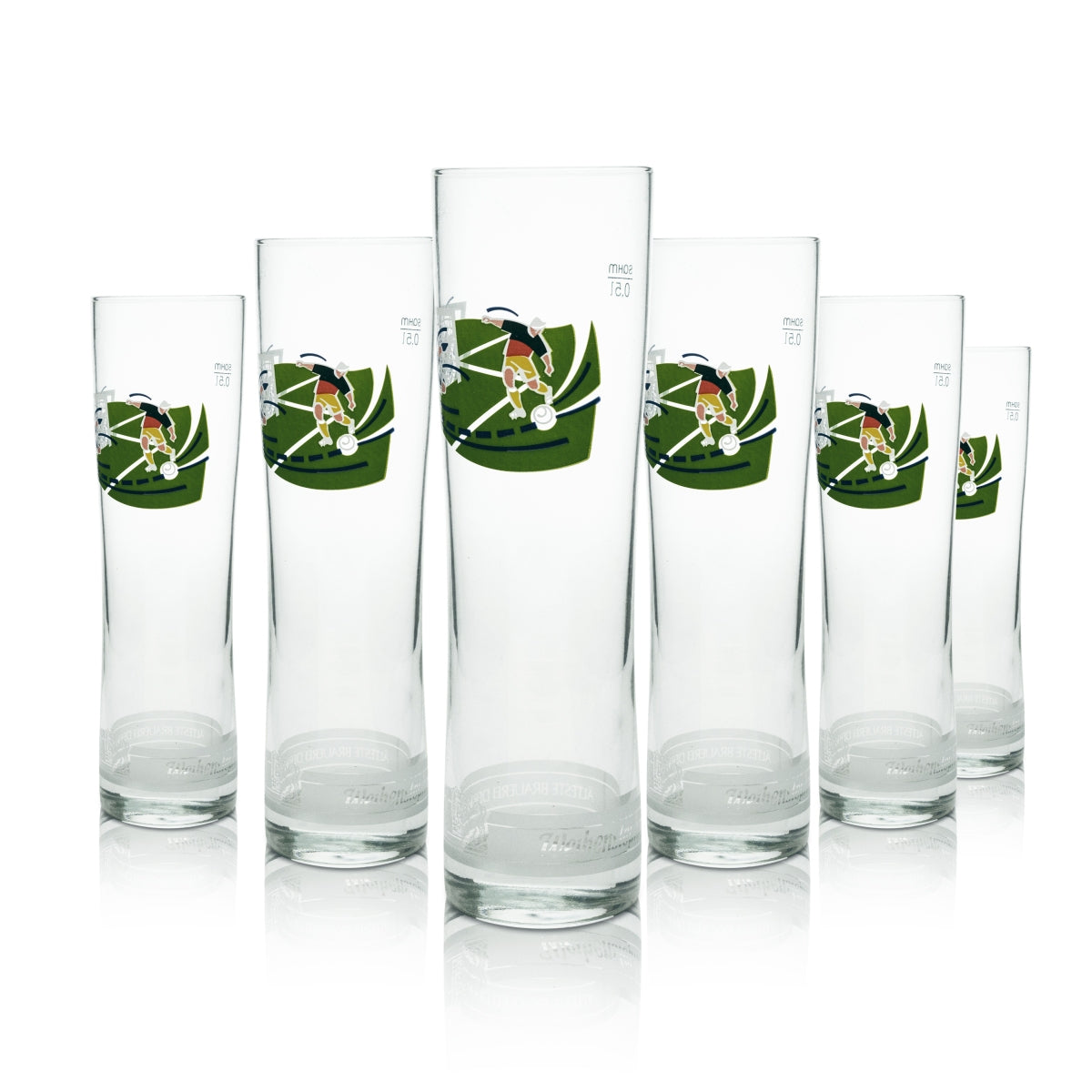 6x Weihenstephan beer glass tulip 0.5l Sahm soccer Germany Jamaica