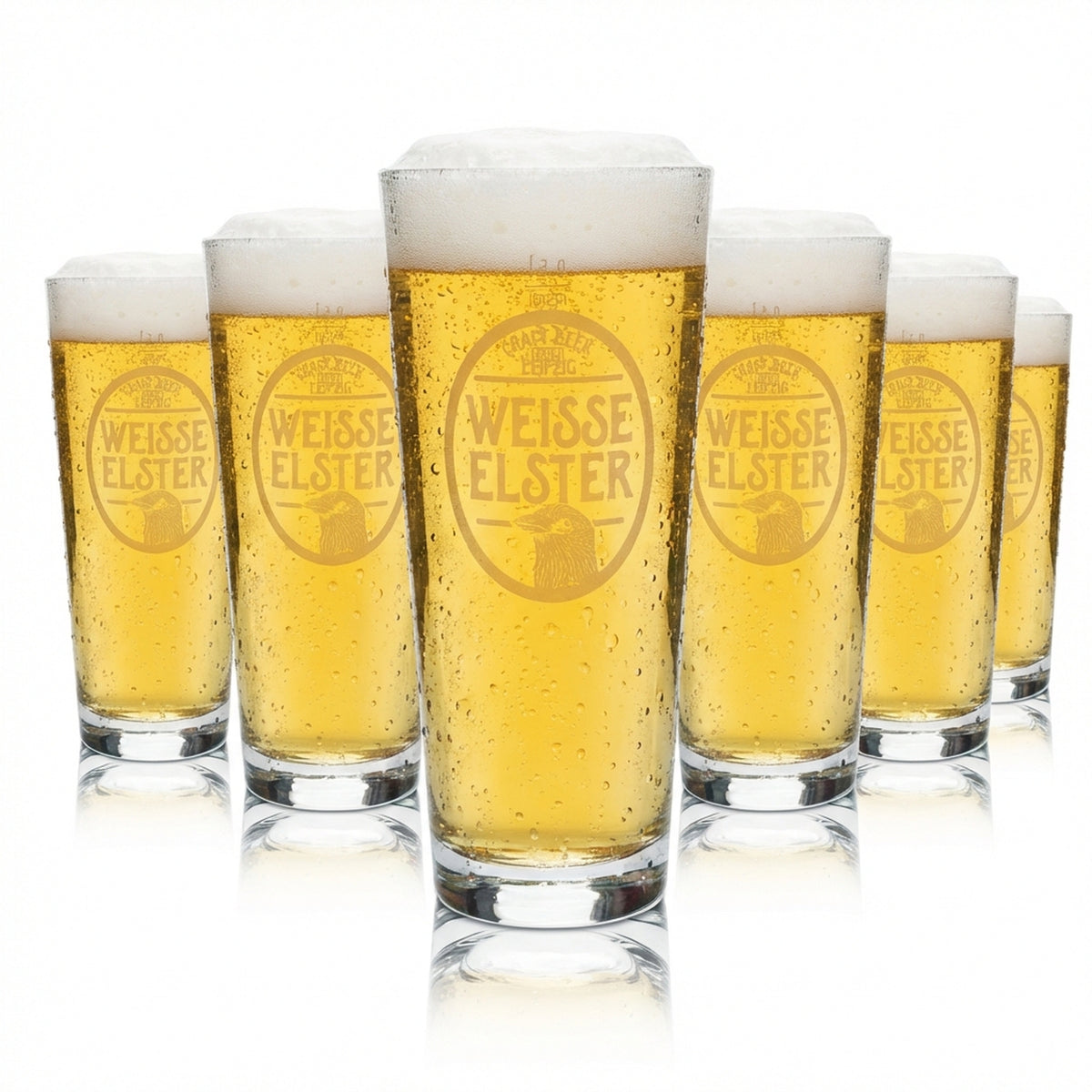 6x White Magpie Beer Glass 0.5l Mug Rastal