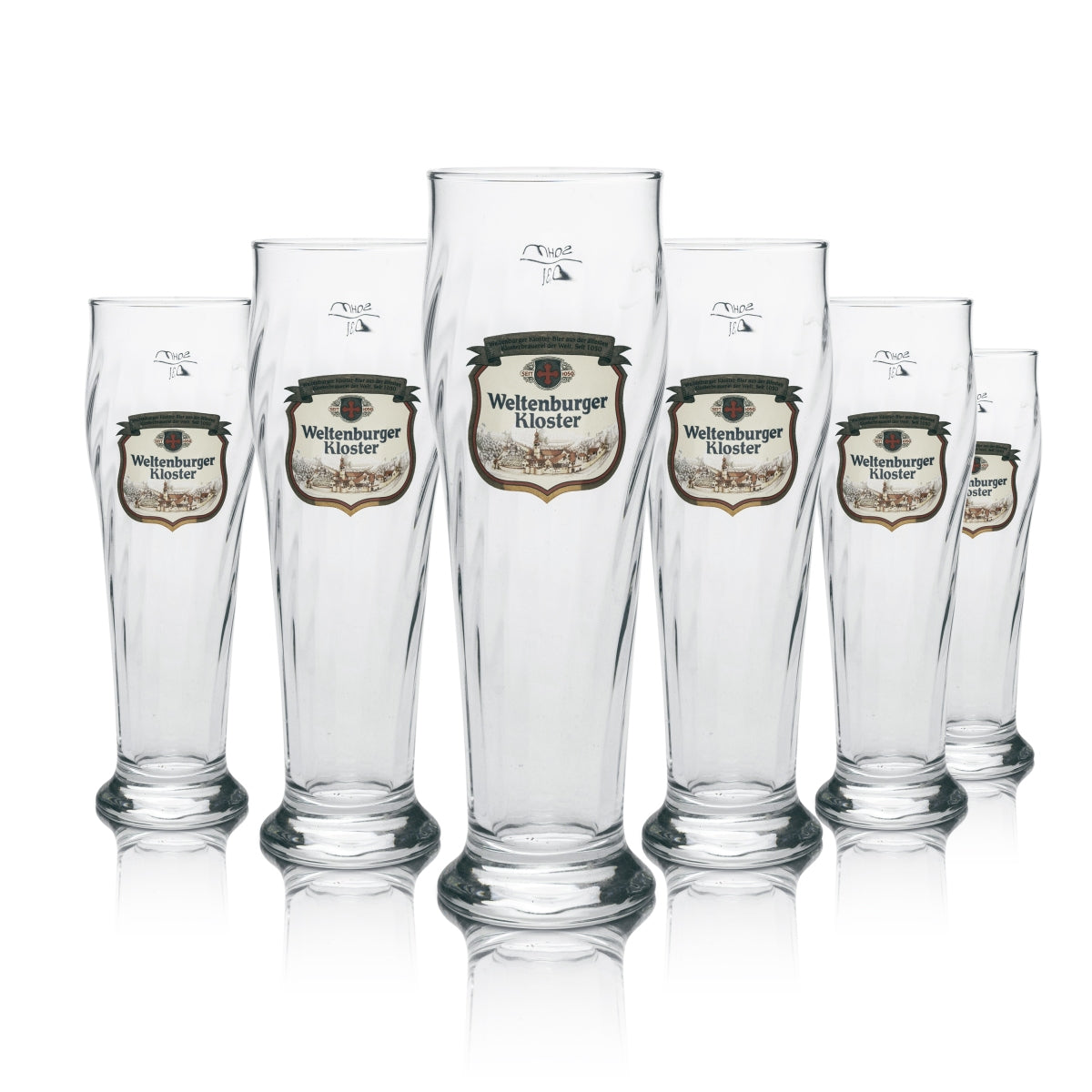 6x Weltenburger Kloster Beer Glass Wheat 0.3l Sahm Relief