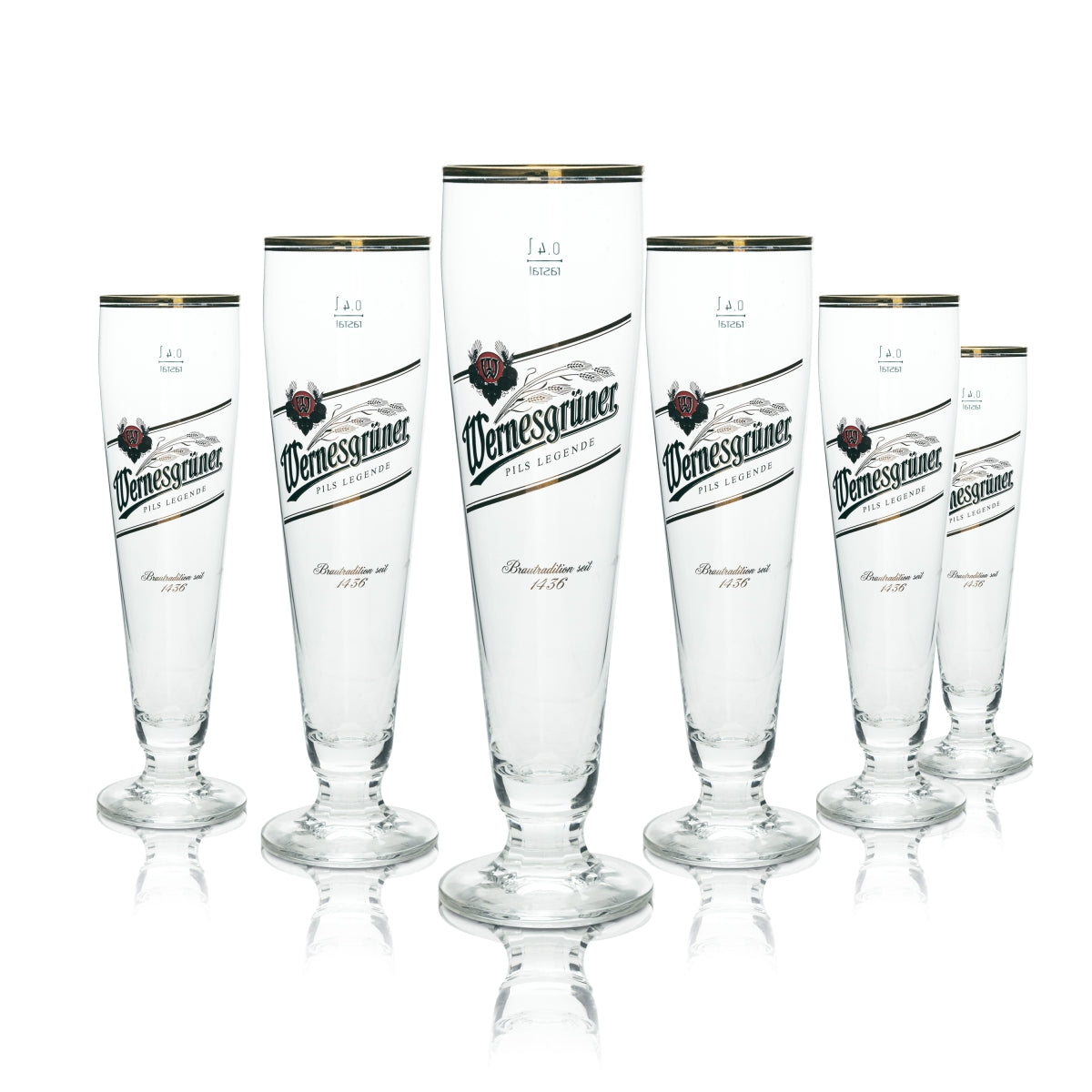 6x Wernesgrüner beer glass 0.4l cup Pilsner legend Orion Rastal tulip glasses Beer