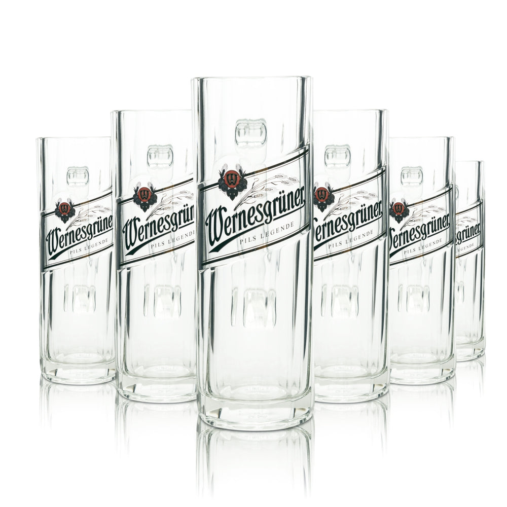 6x Wernesgrüner beer glass 0.5l mug Rastal Seidel handle glasses mugs Beer Bar