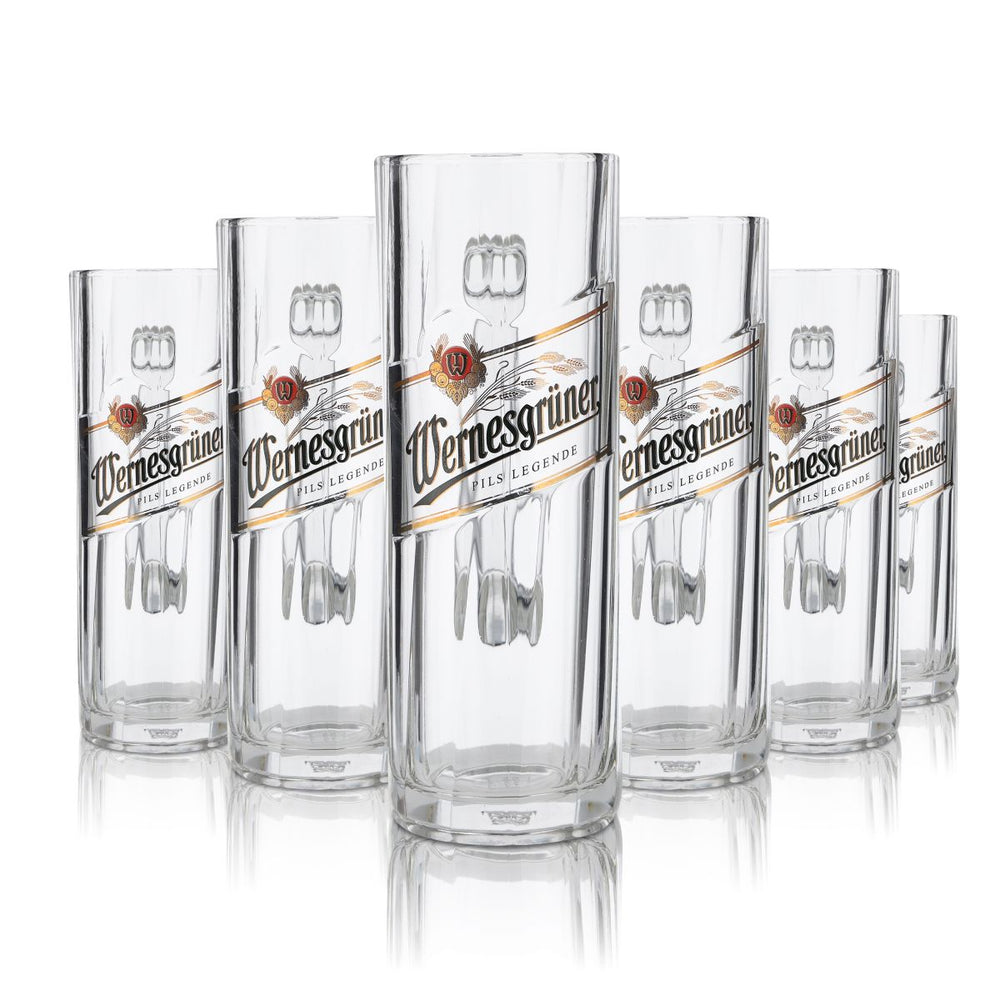 6x Wernesgrüner glass 0.3l beer mug mug Seidel glasses set brewery Pilsener