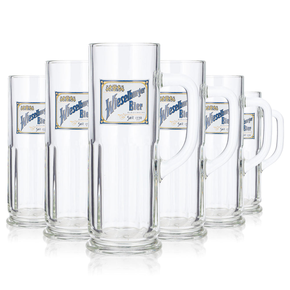 6 Wieselburger Beer Glasses, 0.3 L, Jug Style, "Since 1770" Trademark Sahm (Set of 6)