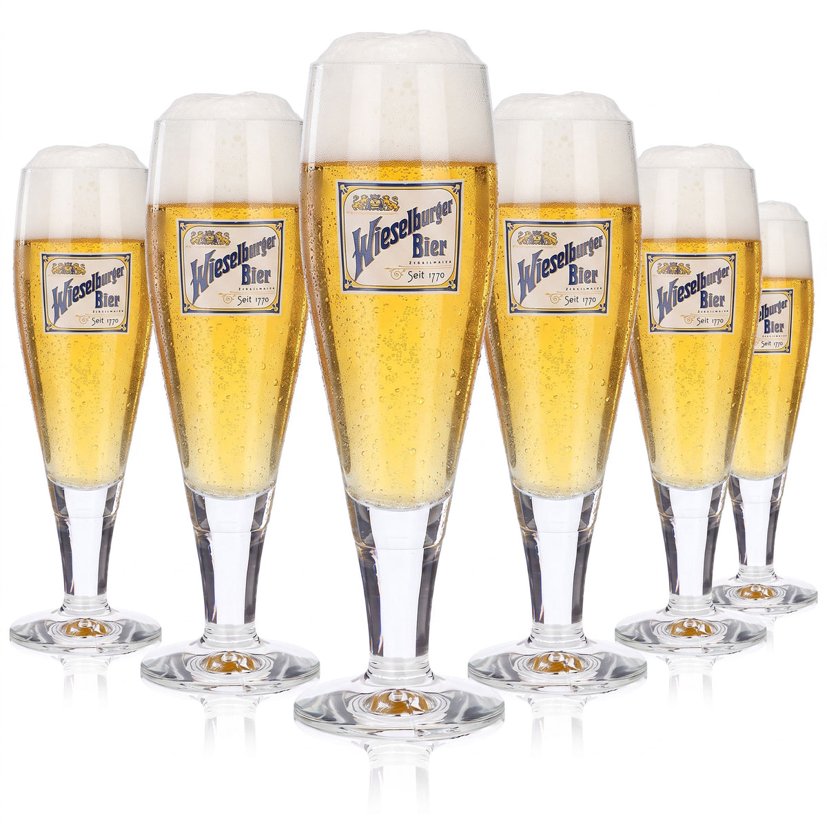 6 Wieselburger Beer Glasses, Tumbler-Style, 0.2 L, Sahm Monza (Set of 6)