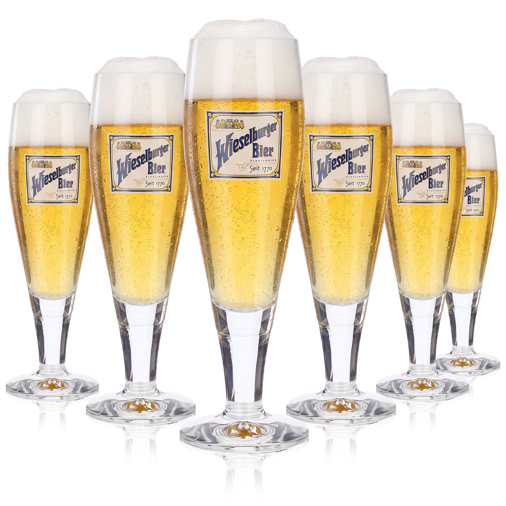 6 Wieselburger Beer Glasses, Tumbler-Style, 0.2 L, Sahm Monza (Set of 6)
