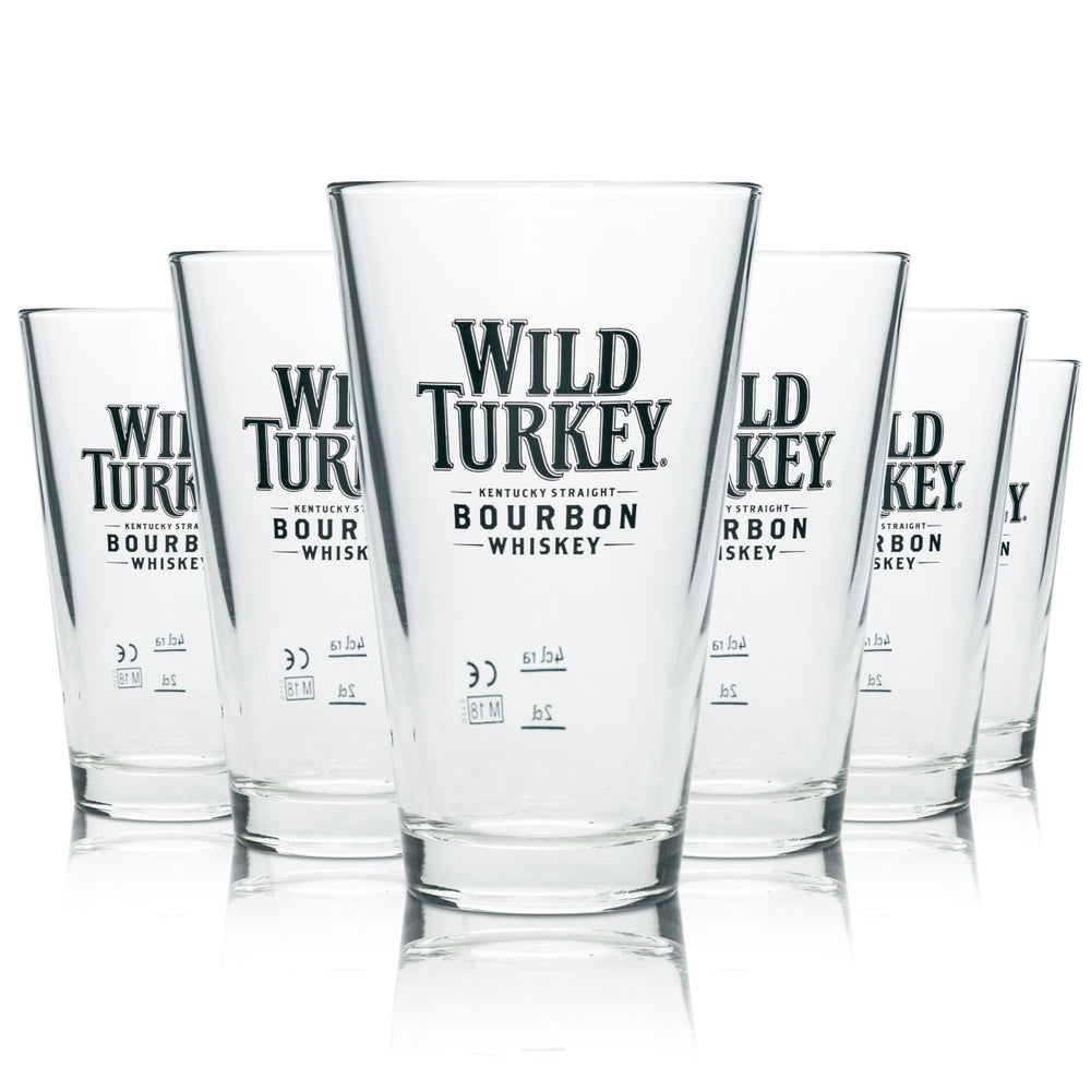 6x Wild Turkey Whiskey Glass Long Drink 250ml Cocktail Glasses Bourbon Tasting Oak