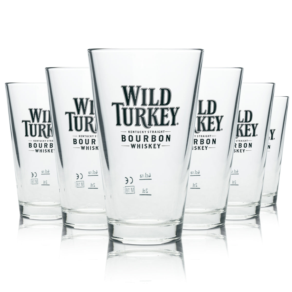 6x Wild Turkey Whiskey Glass Long Drink 250ml Cocktail Glasses Bourbon Tasting Oak