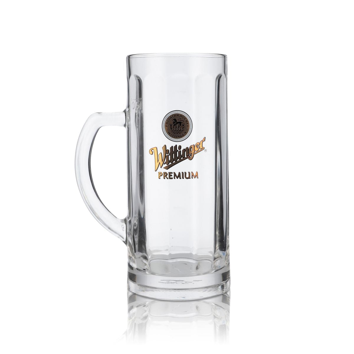 6x Wittinger beer glass 0.5l glasses mug Seidel relief logo gold – View 2
