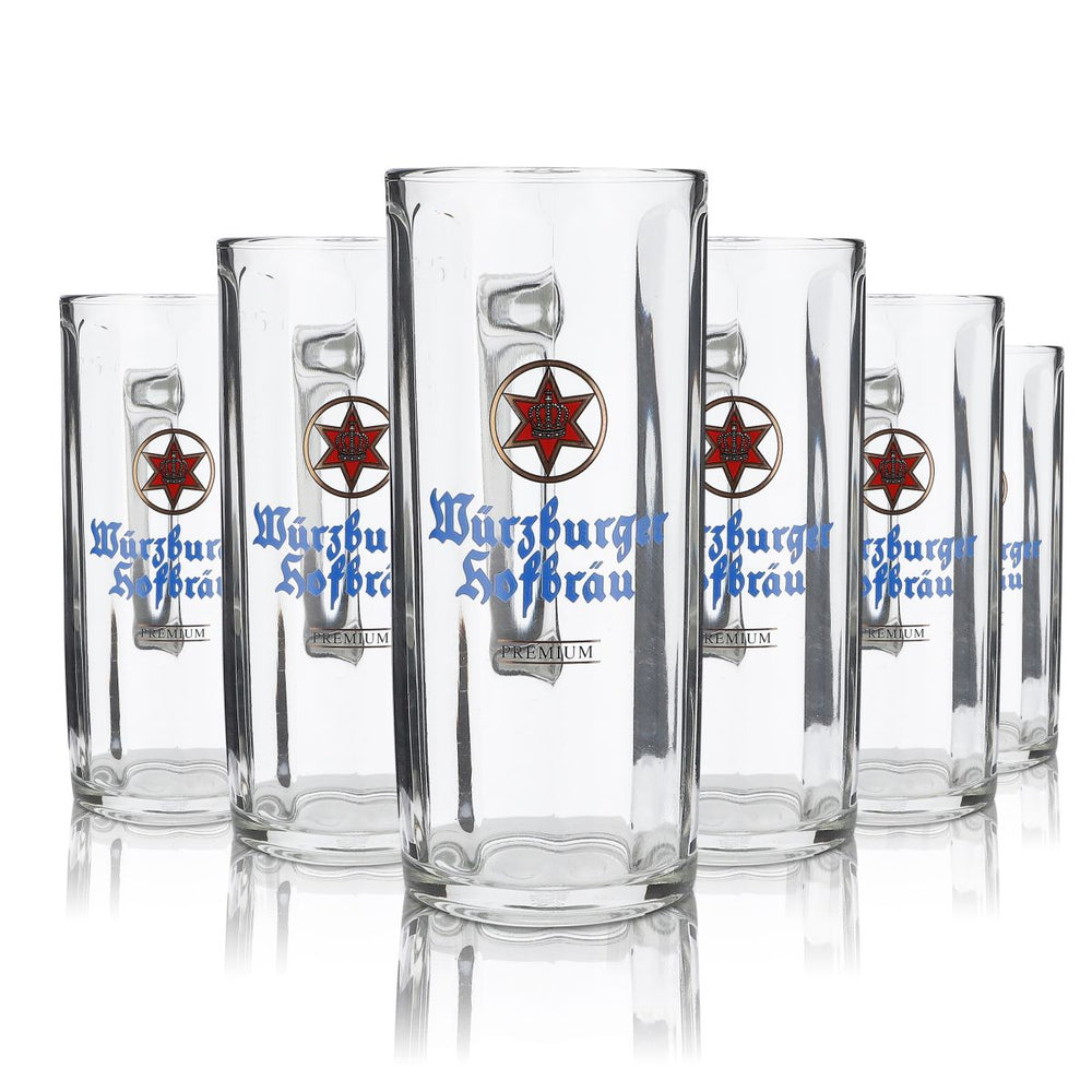 6x Würzburger Hofbräu 0.5l premium beer mug Moldau Seidel tankard glasses