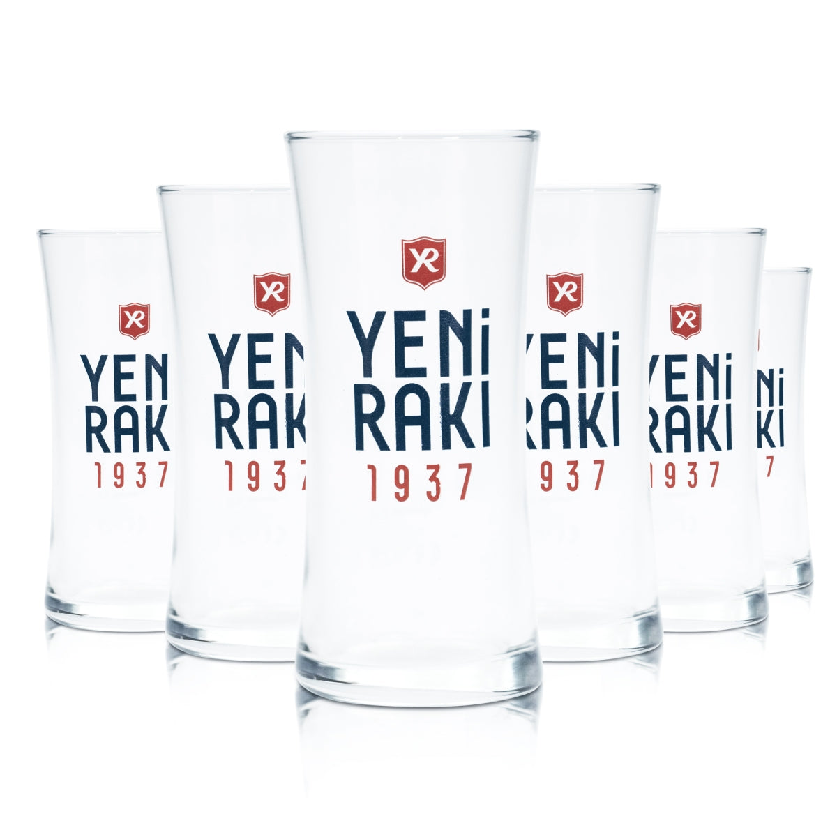 6x Yeni Raki Glass 0.18l Long Drink Glasses 1937 Turkey Anise Calibrated Gastro