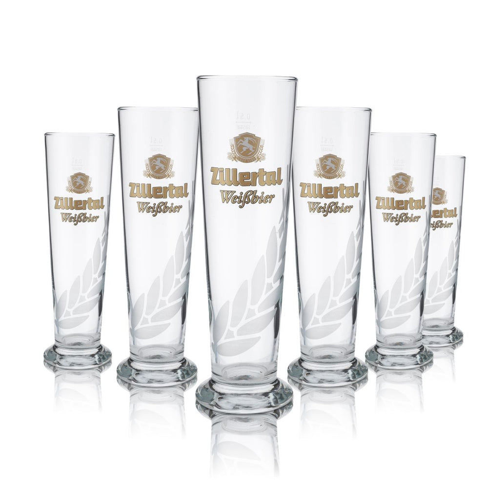 6x Zillertal glass 0,5l wheat beer glass goblet glass bar glasses set brewery gastro