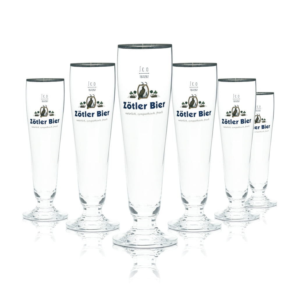 6x Zötler beer glass 0.3 l tulip glass with gold rim, Allgäu Brewery, catering bar
