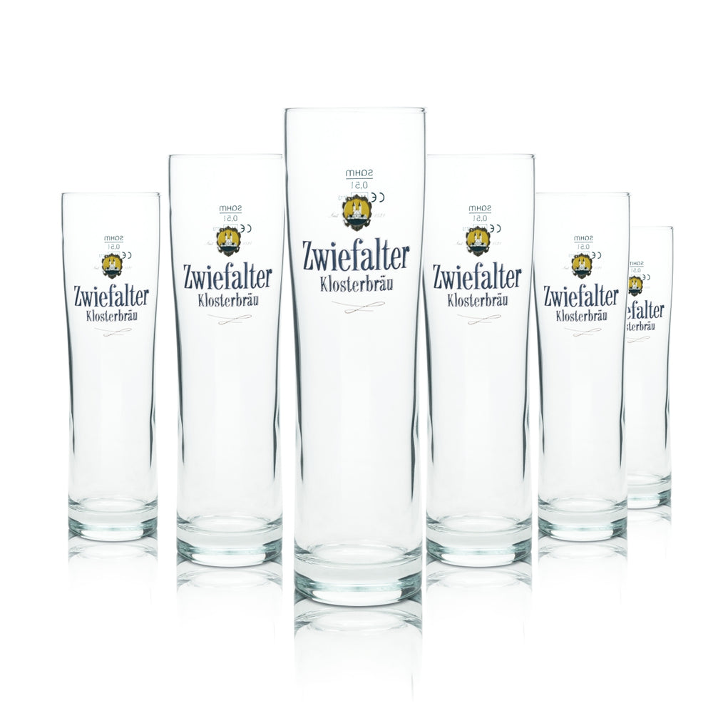 6x Zwiefalter beer glass 0.5l mug Klosterbräu Sinus Sahm Willi tulip glasses