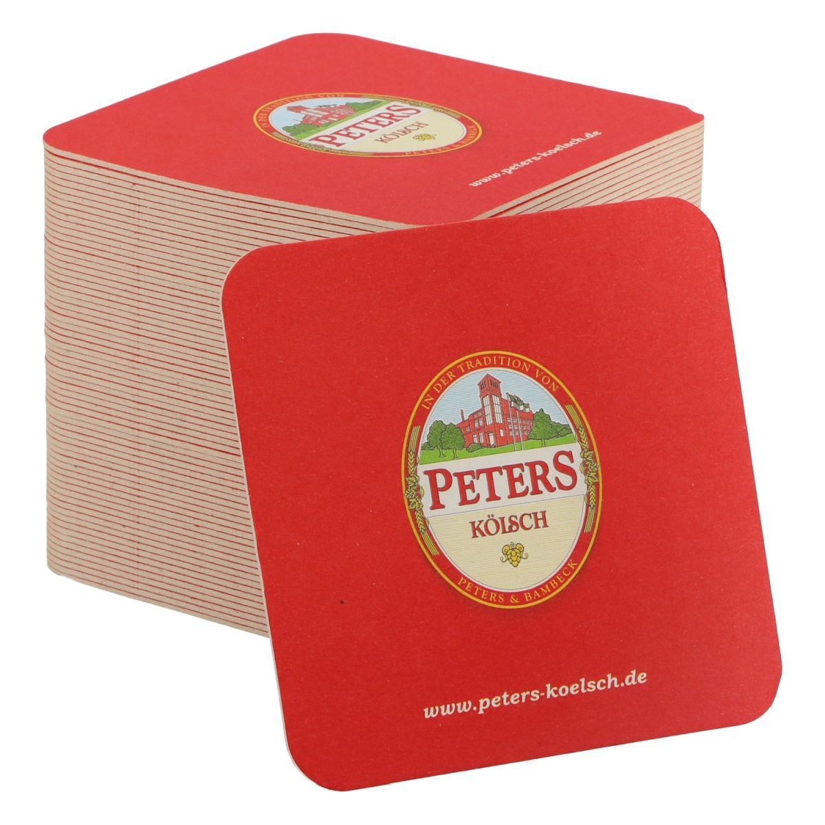 70x Peters Kölsch beer coasters 9.5x9.5cm drip protection catering accessories