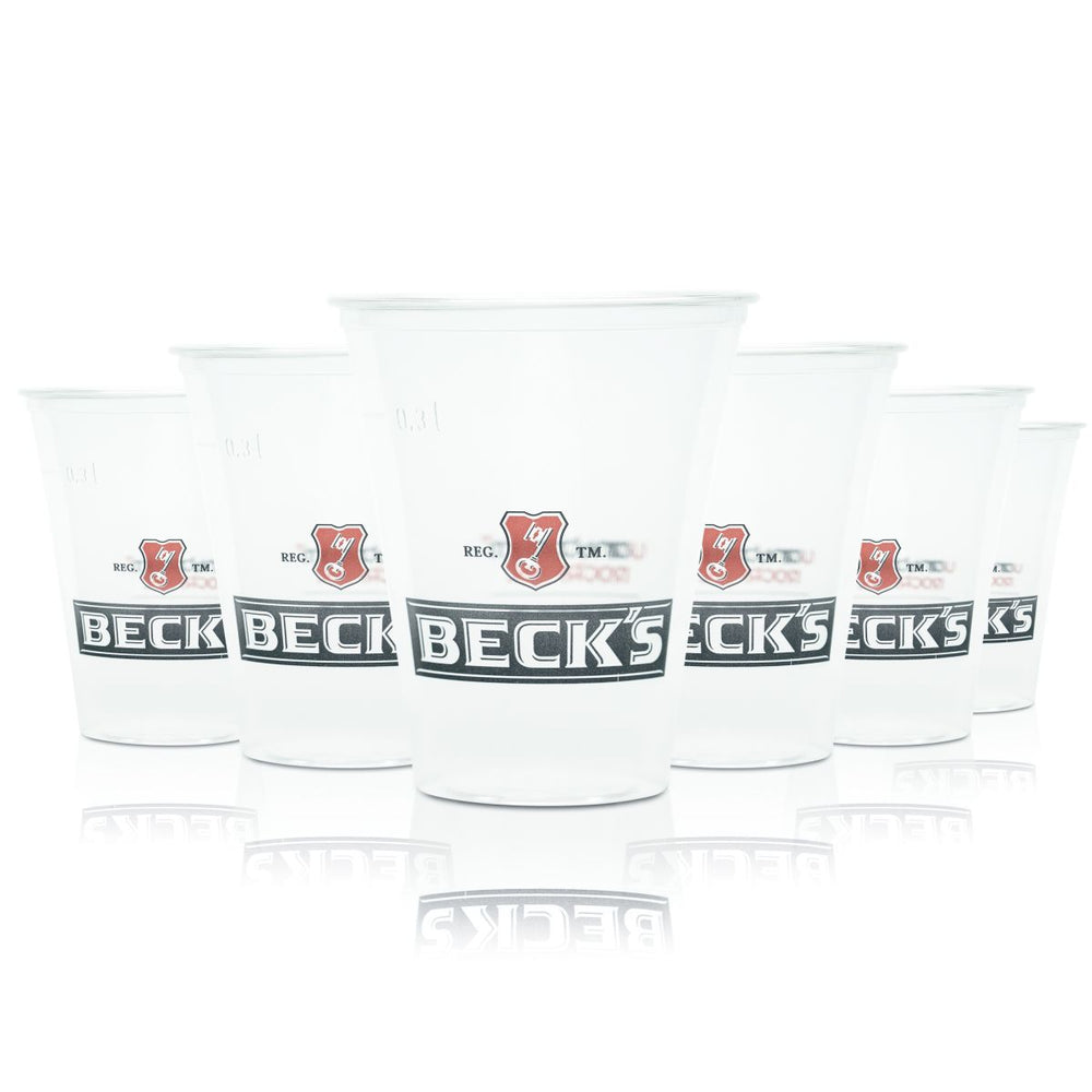 75x Becks plastic disposable cups, glass, 0.3 l, plastic beer cups, glasses, party, celebration