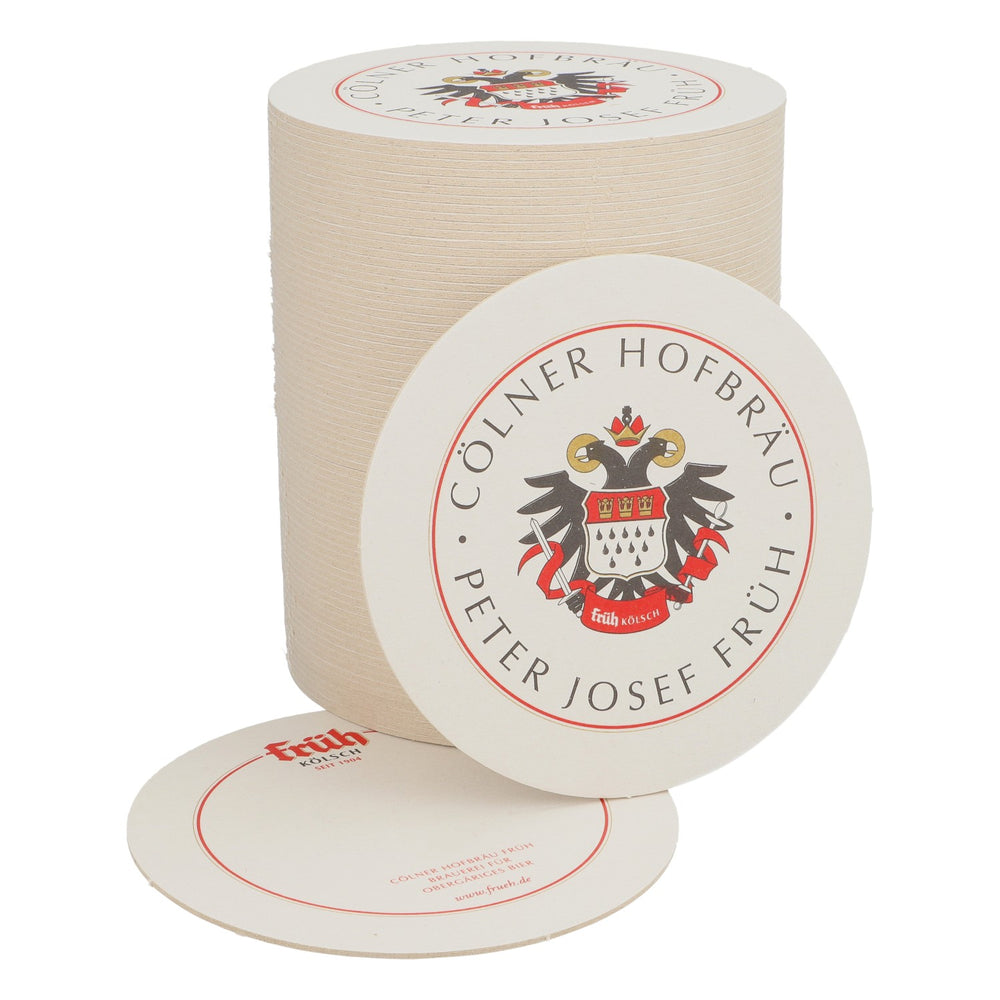 75x Früh Kölsch beer coasters Beer mats 10.6 cm diameter Coat of arms Eagle