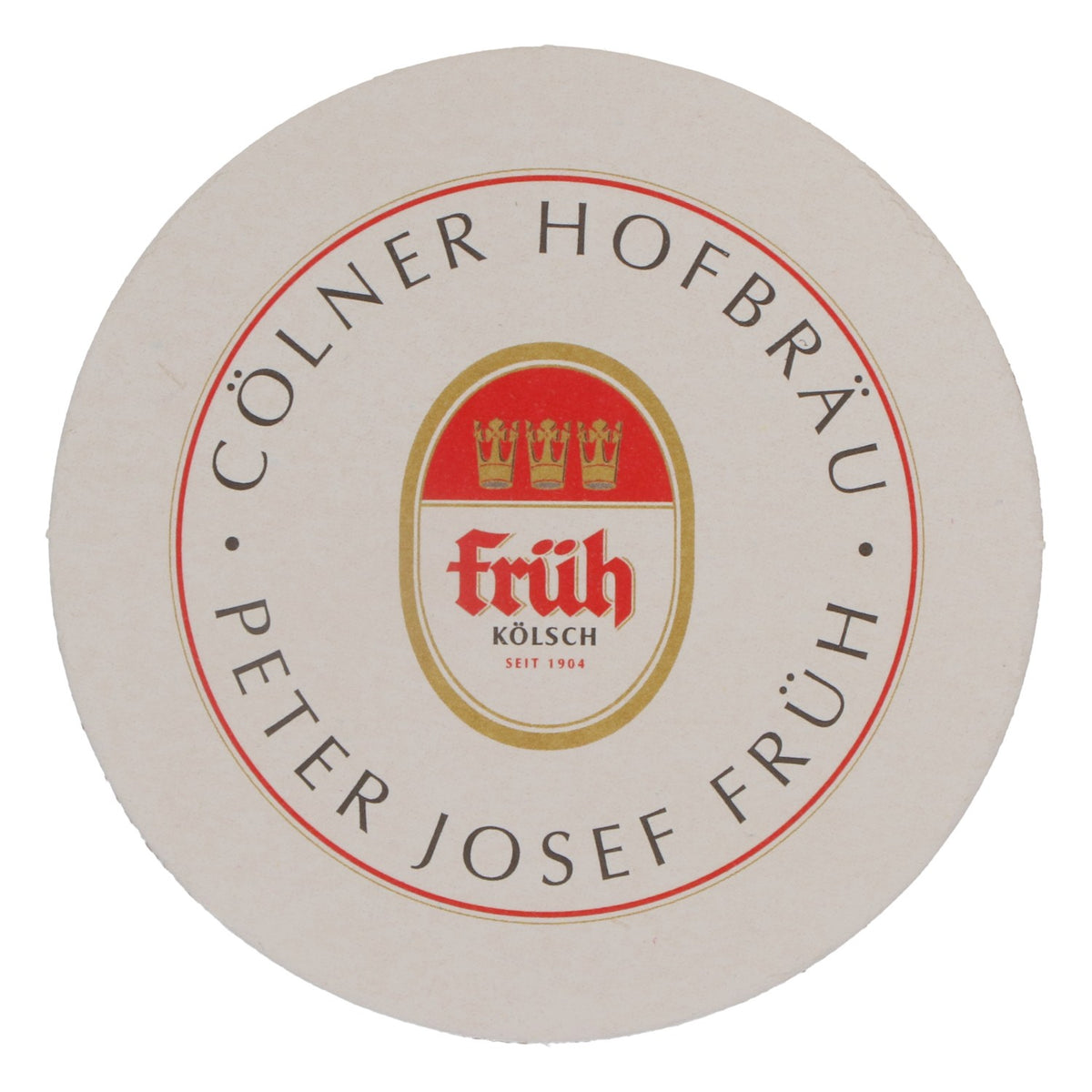 75x Früh Kölsch beer coasters, 4.2 inch diameter, logo with gold border – View 3