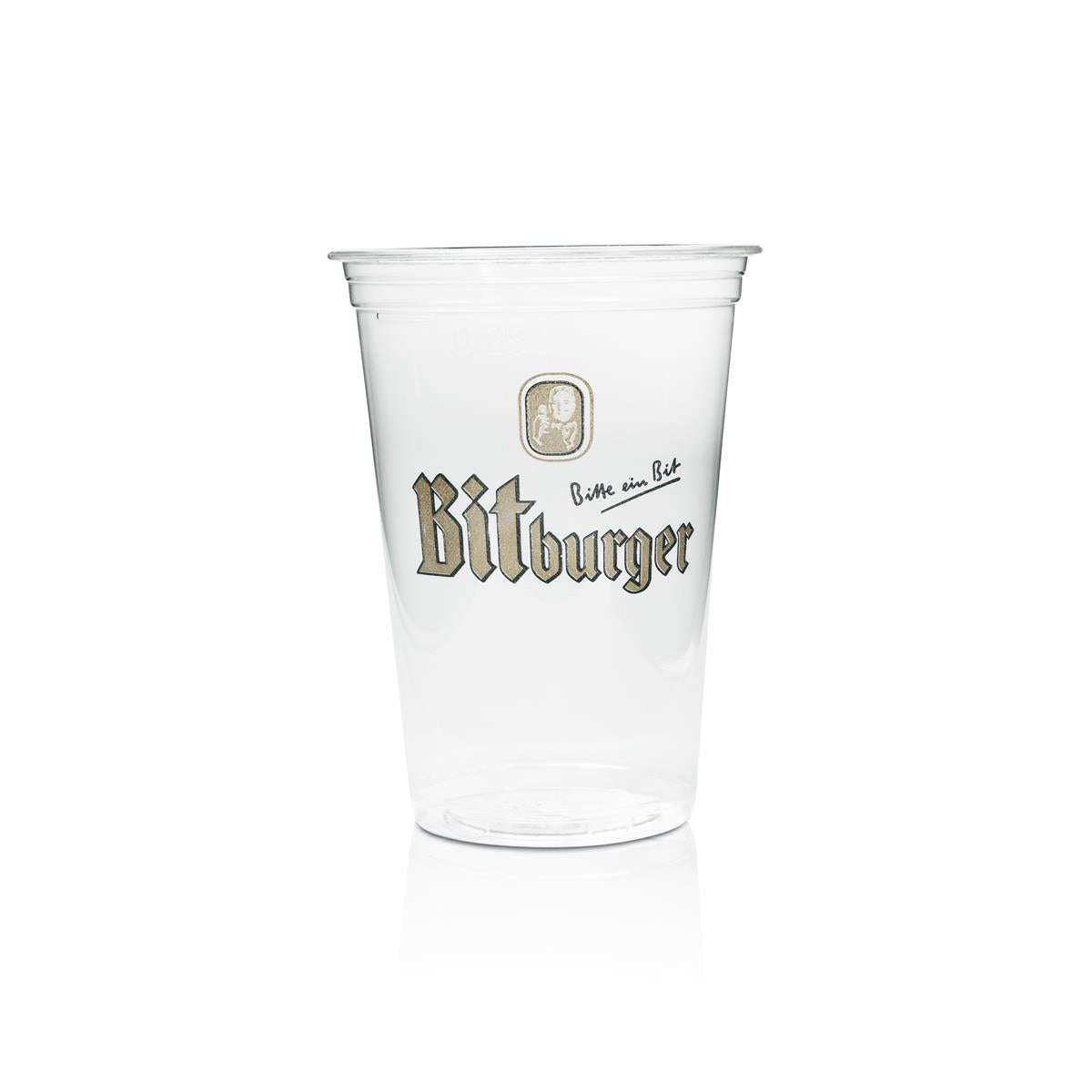 80x Bitburger cups, 0.25 l, plastic, disposable beer glasses, calibrated, organic product – View 2