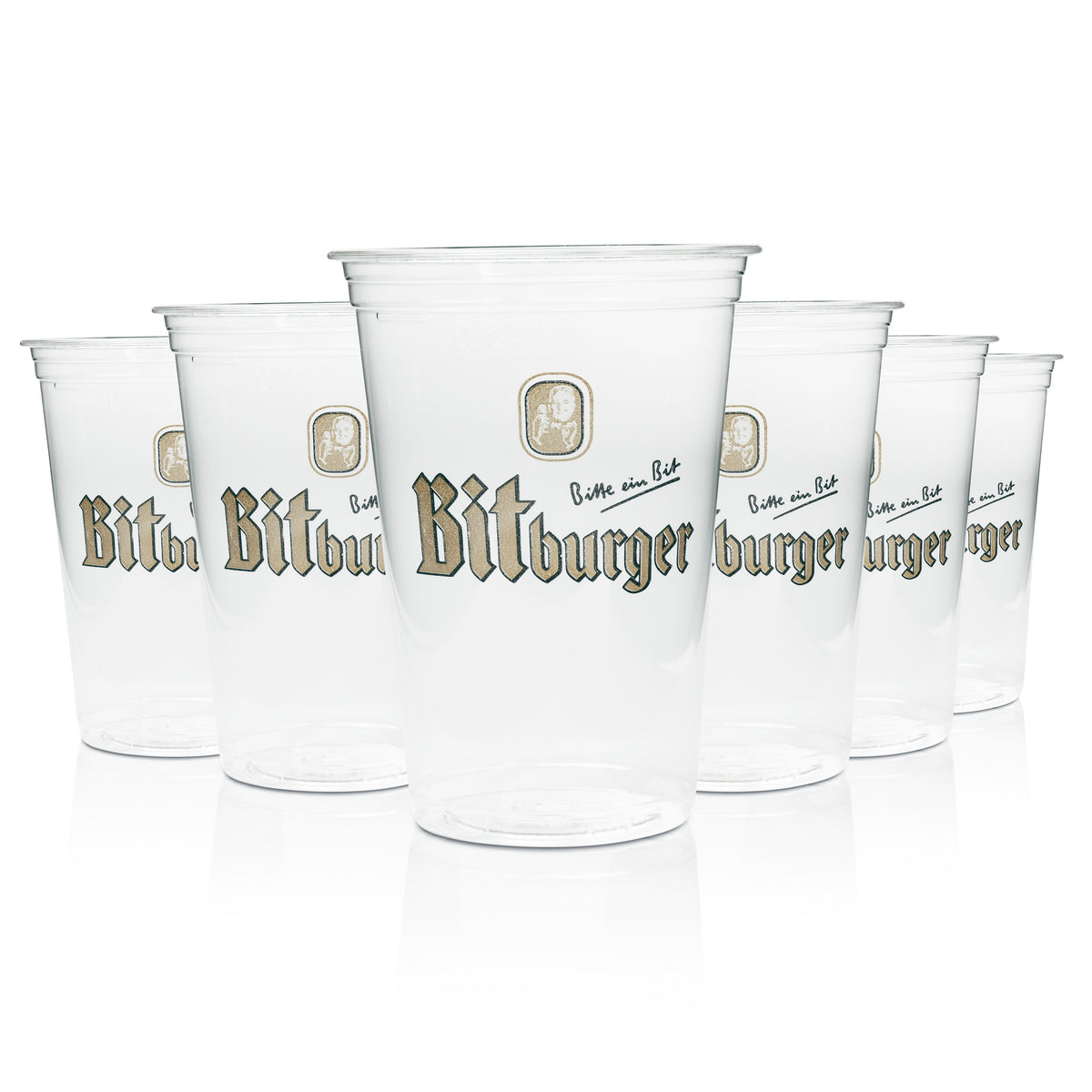 80x Bitburger cups, 0.25 l, plastic, disposable beer glasses, calibrated, organic product – View 4