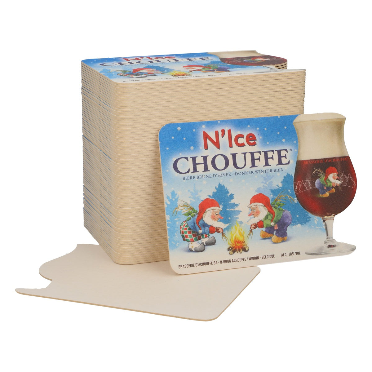 80x Brasserie D'Achouffe beer coasters, glass coasters, "N'Ice"