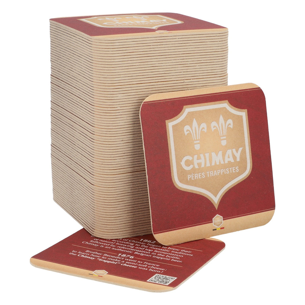 80x Chimay beer coasters, glass coasters, lids, 9x9 cm