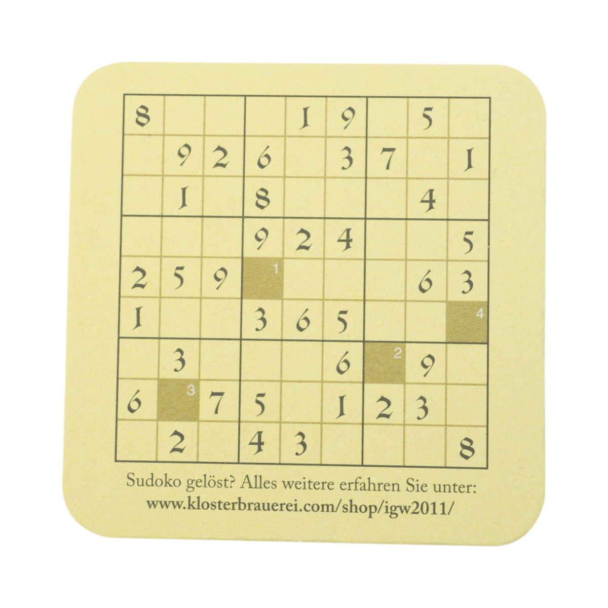 80x Neuzeller Kloster Bräu beer glass coasters, 10x10 cm, Sudoku beer mats, bar – View 2