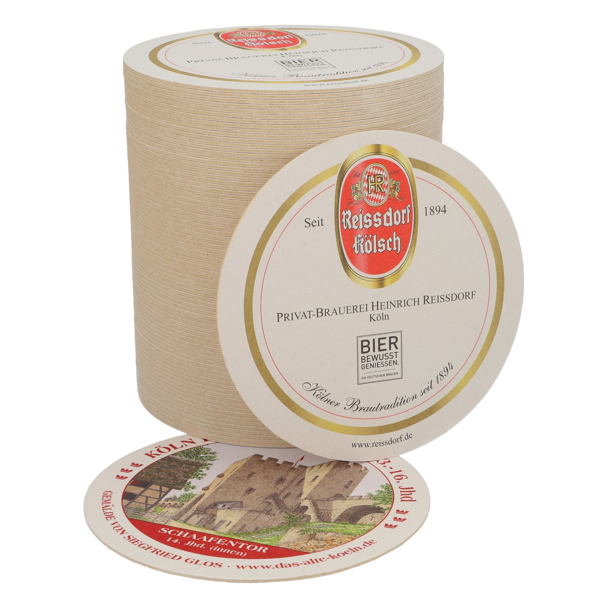 80x Reissdorf beer coasters "Cologne in the Middle Ages" Schaafentor