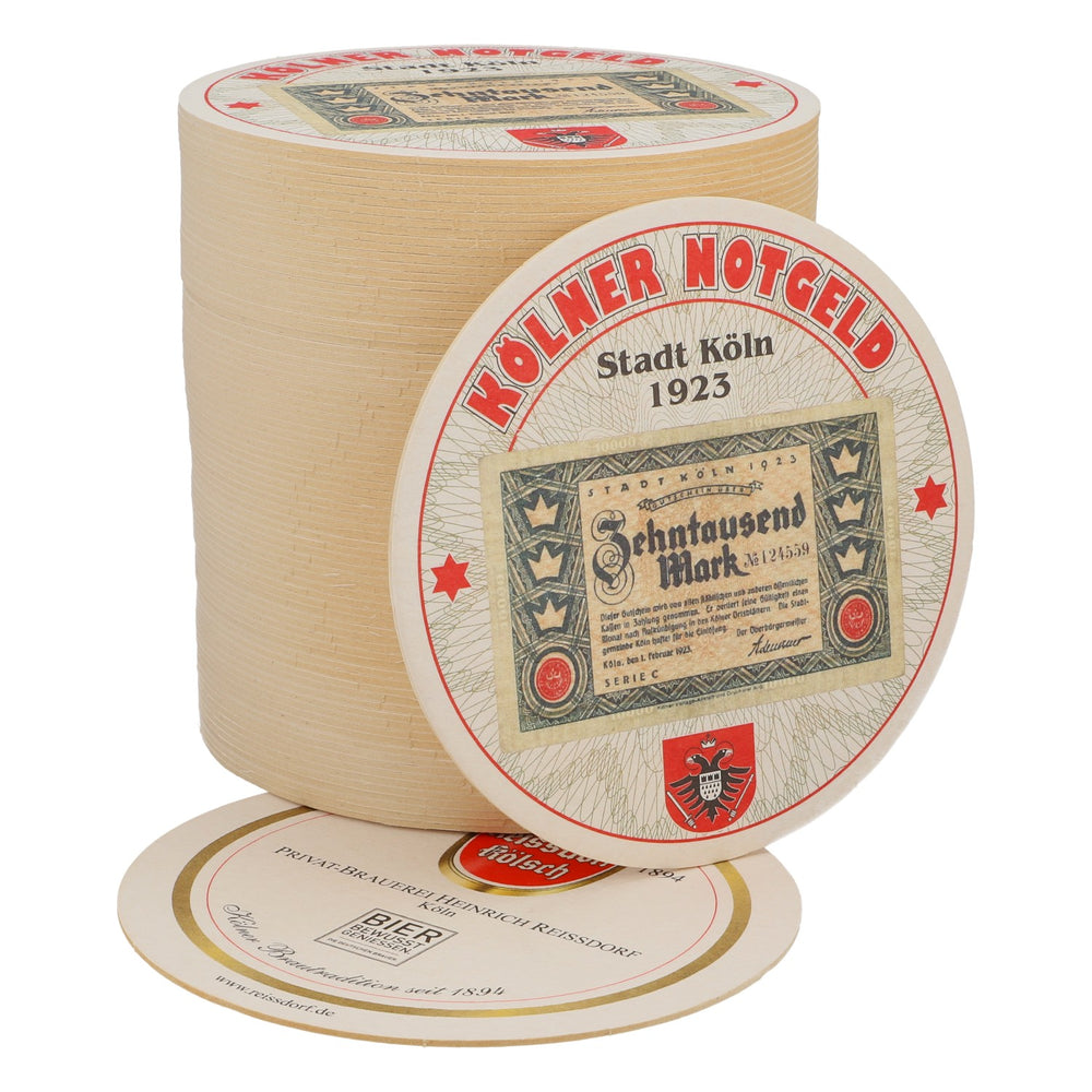 80x Reissdorf beer coasters "Cologne emergency money" Ten thousand marks