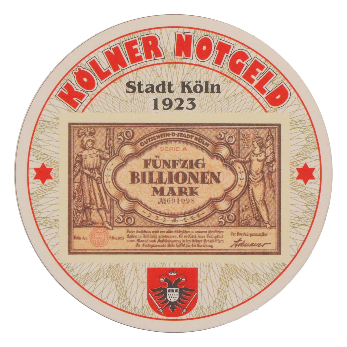 80x Reissdorf beer coasters "Cologne emergency money" Fifty trillion marks – View 3