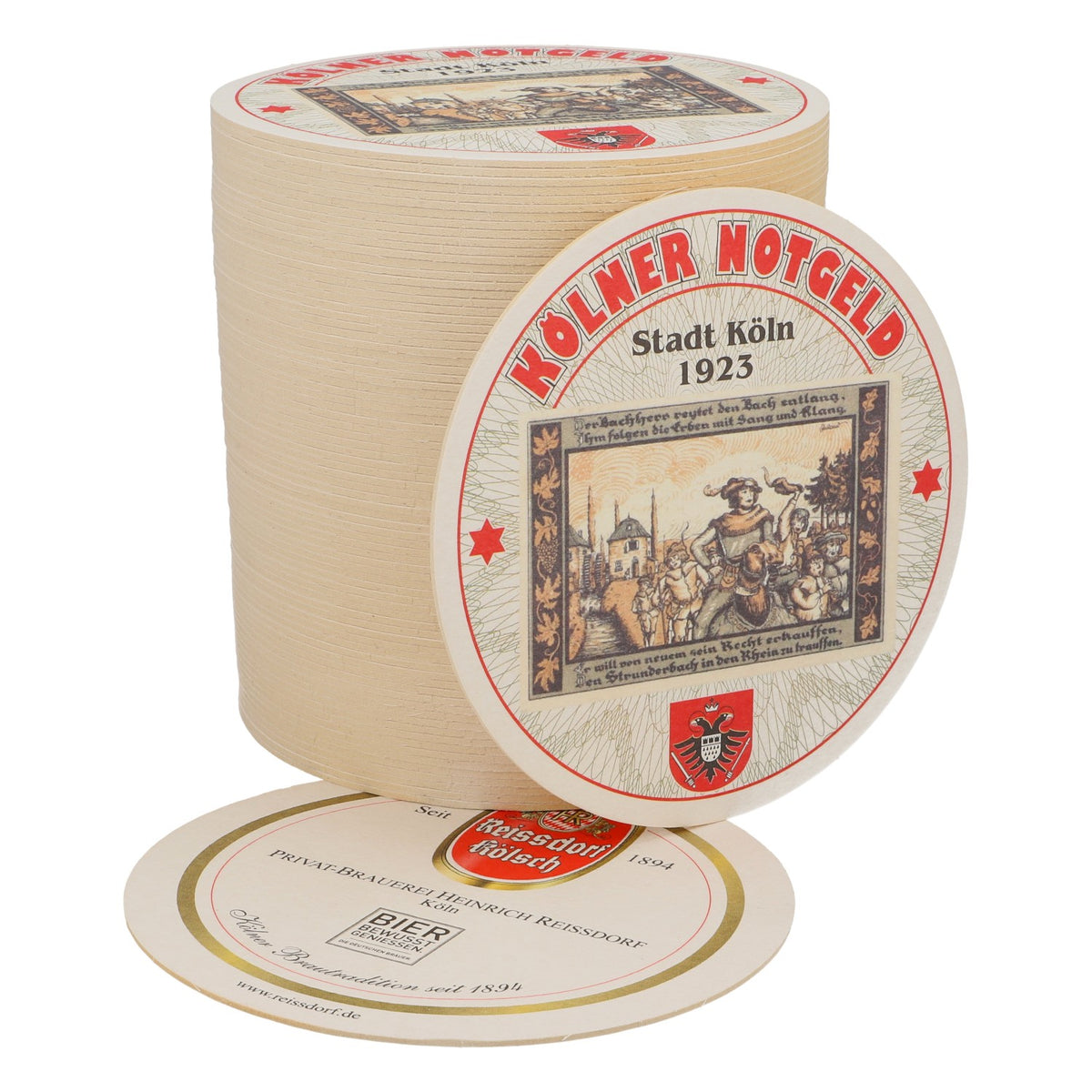 80x Reissdorf beer coasters "Cologne emergency money" "The baker..."