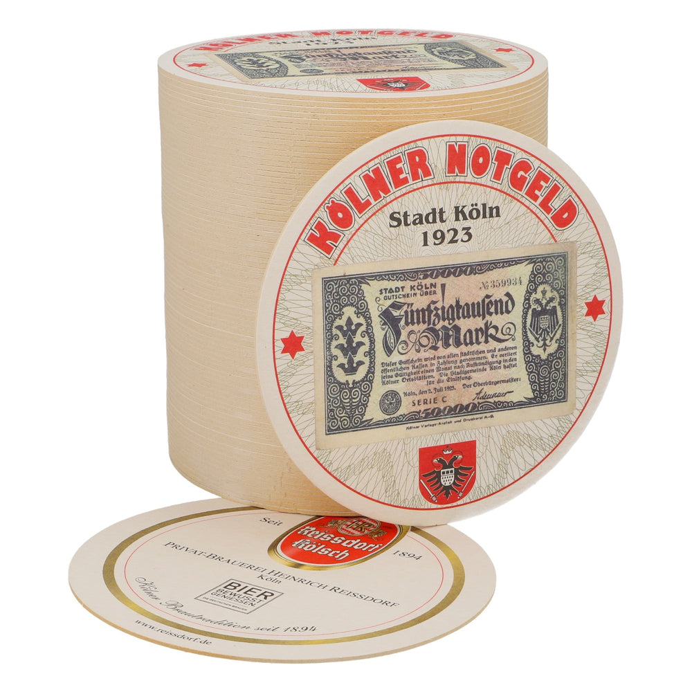 80x Reissdorf beer coaster "Cologne emergency money" Fifty thousand marks