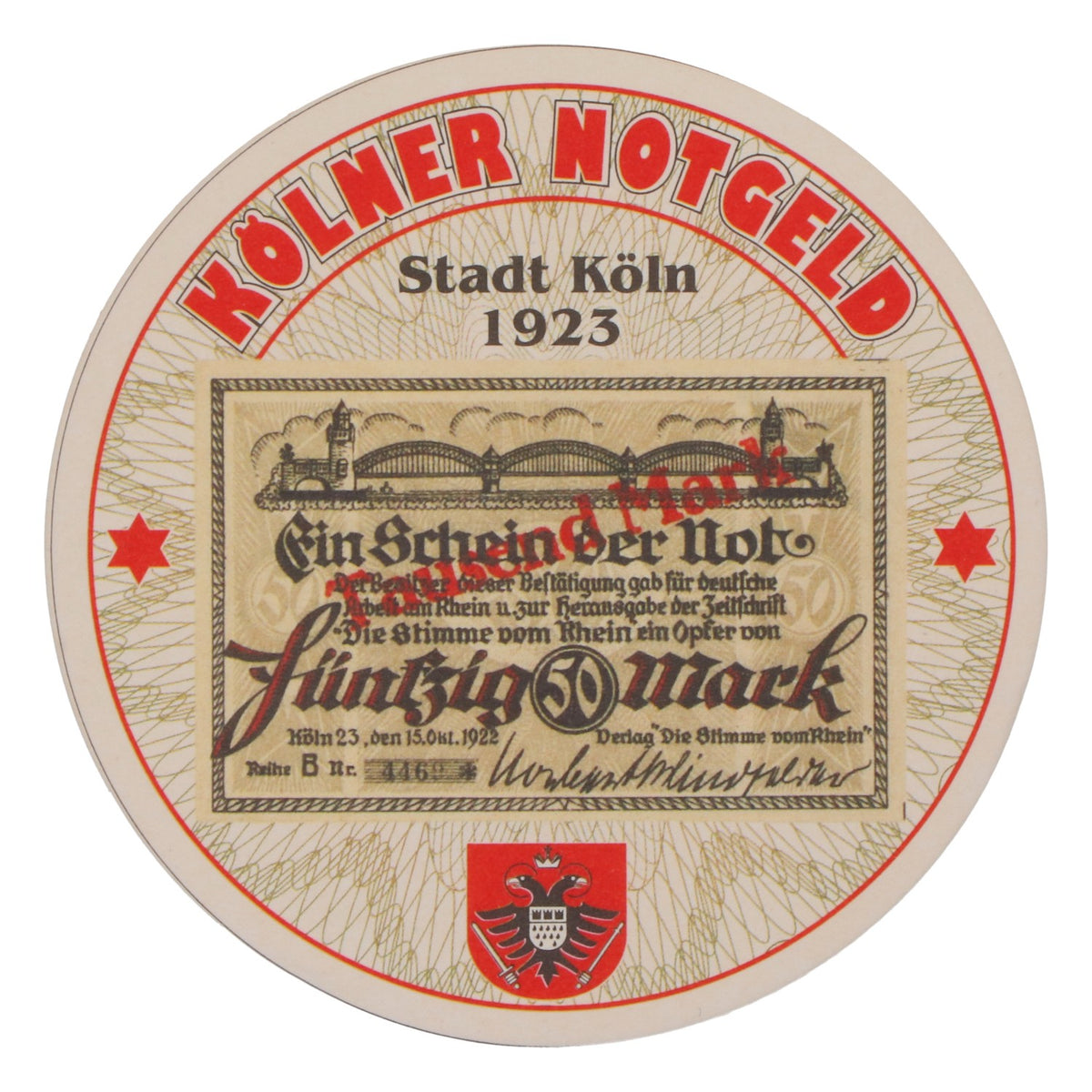 80x Reissdorf beer coasters "Cologne emergency money" 50 marks – View 3