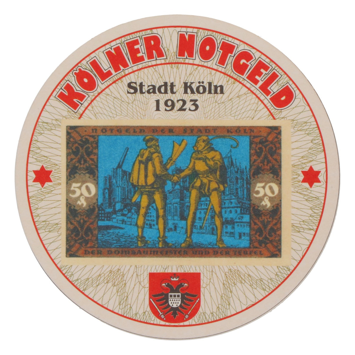 80x Reissdorf beer coaster "Cologne emergency money" 50 pfennig V3 – View 3