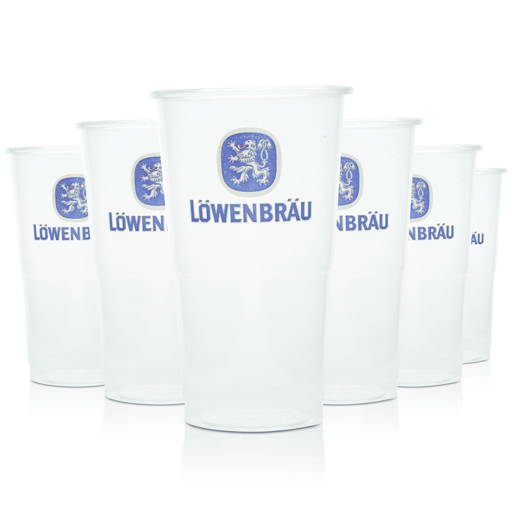 90 Löwenbräu Disposable Plastic Beer Cups, 0.3 L, for Parties and Celebrations