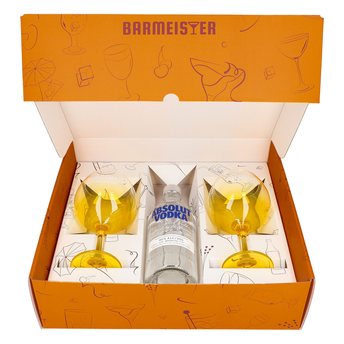 Absolut Vodka Geschenkset 0,7l Flasche 40 % Vol. + Ballongläser Sensation–Orange – Ansicht 2