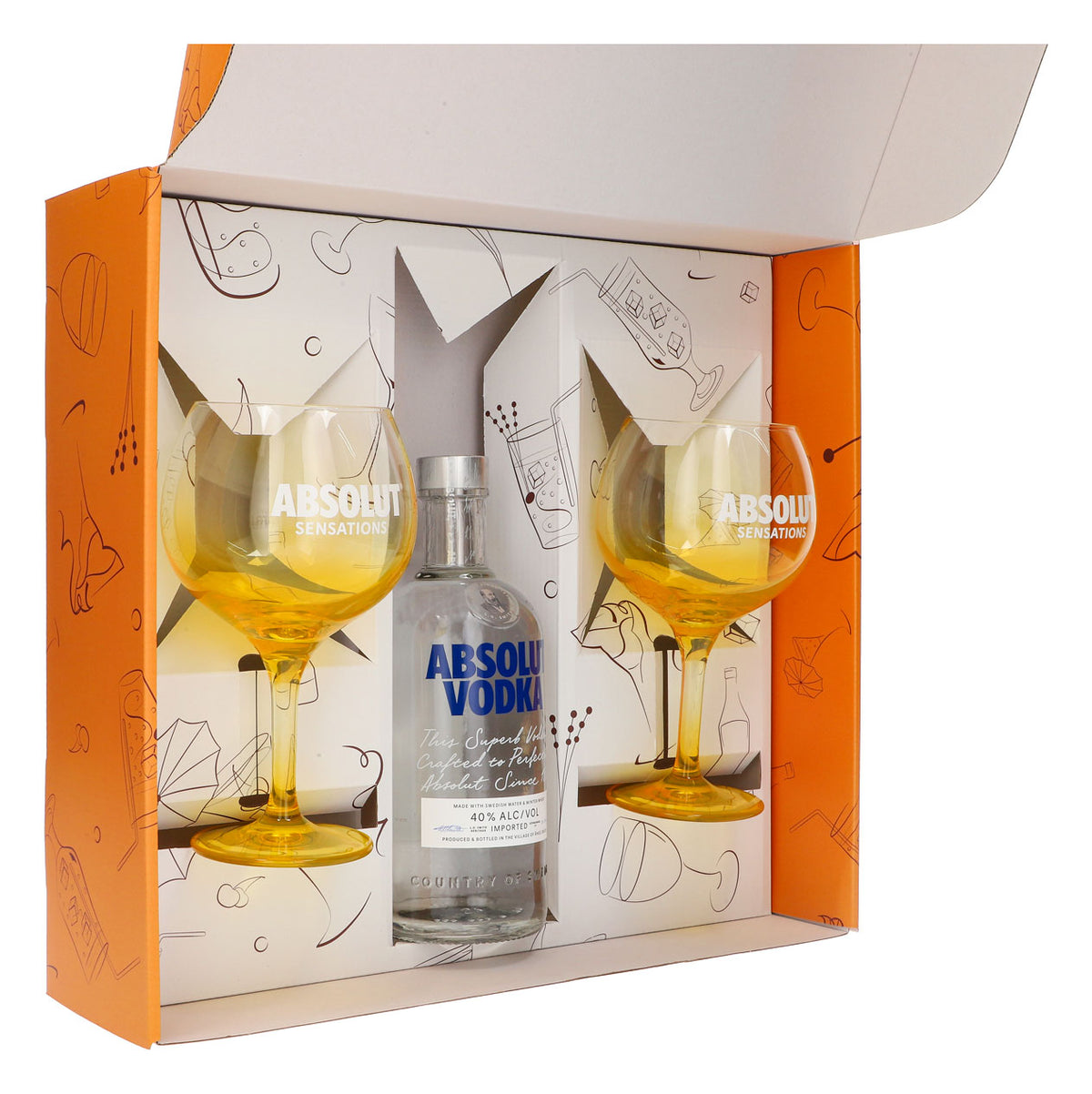 Absolut Vodka Geschenkset 0,7l Flasche 40 % Vol. + Ballongläser Sensation–Orange – Ansicht 4