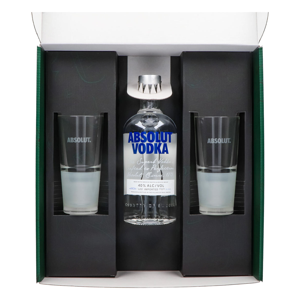 Absolut Vodka Geschenkset 0,7l Flasche 40 % Vol. + Gläser Frosted–Grün – Ansicht 3