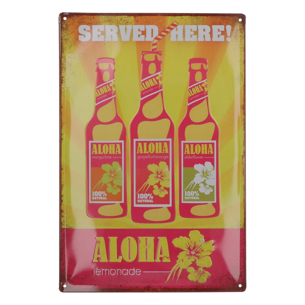 Aloha Lemonade Tin Sign Served Here 38x25cm Advertising Sign Wall Decoration Merch