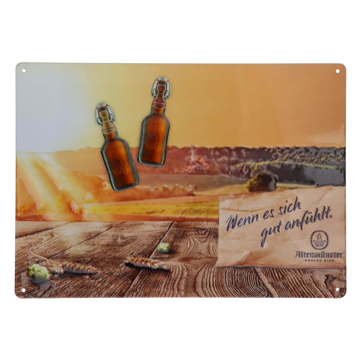 Altenmünster Beer Magnet Tin Sign Advertising Sign with Two Magnets Bottles – View 2