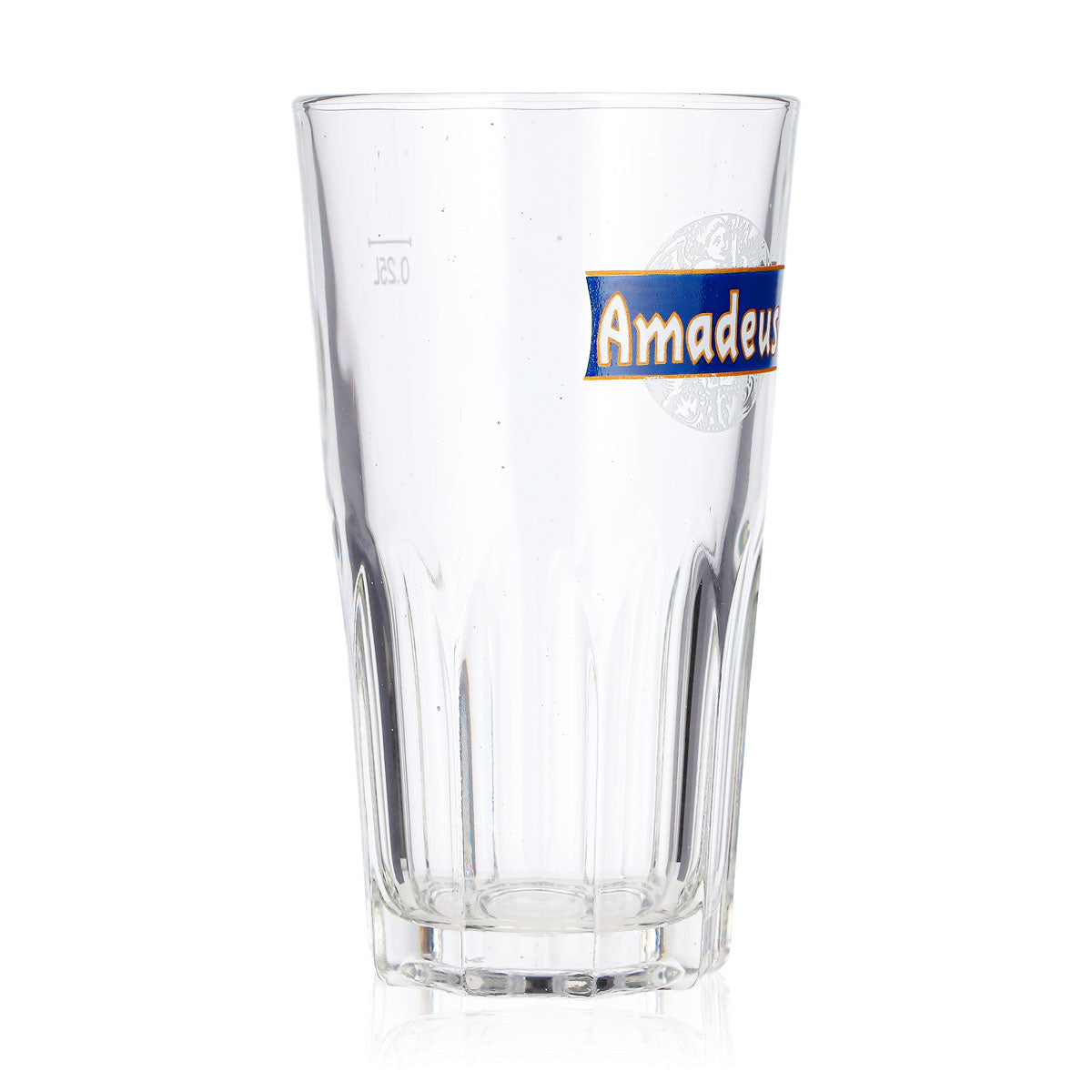 Amadeus Beer Glass 0.25 L Tumbler Beer Mug with Blue Logo, Old Fashioned Whiskey Glass – View 2