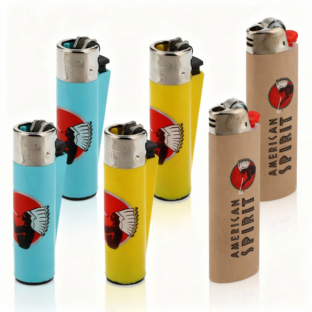 American Spirit Lighter Bundle Set of 4x Clipper Lighters 2x Bic Lighters