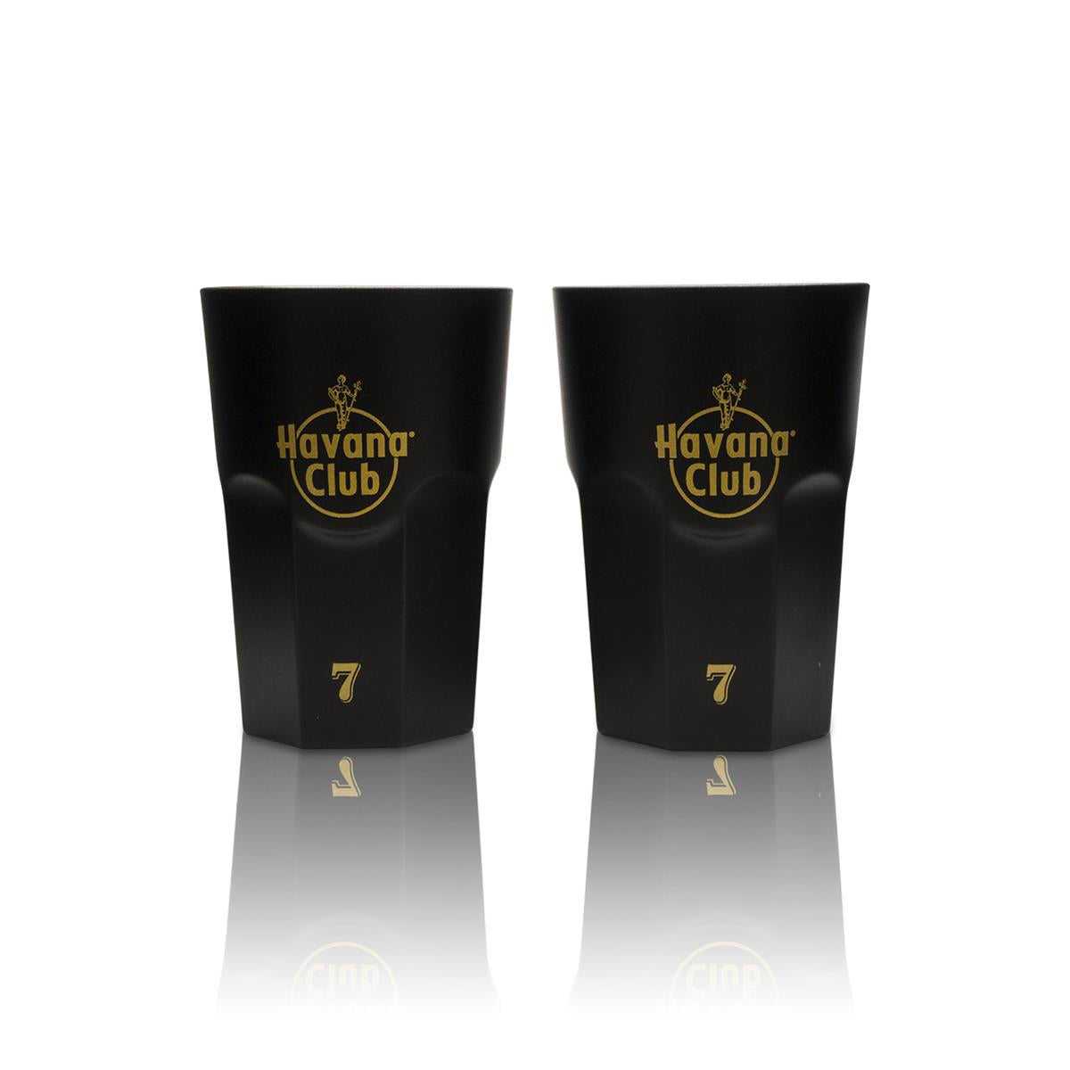 AMZ + eBay 2 of 1 Havana Rum glass long drink black gold 7 Anos new