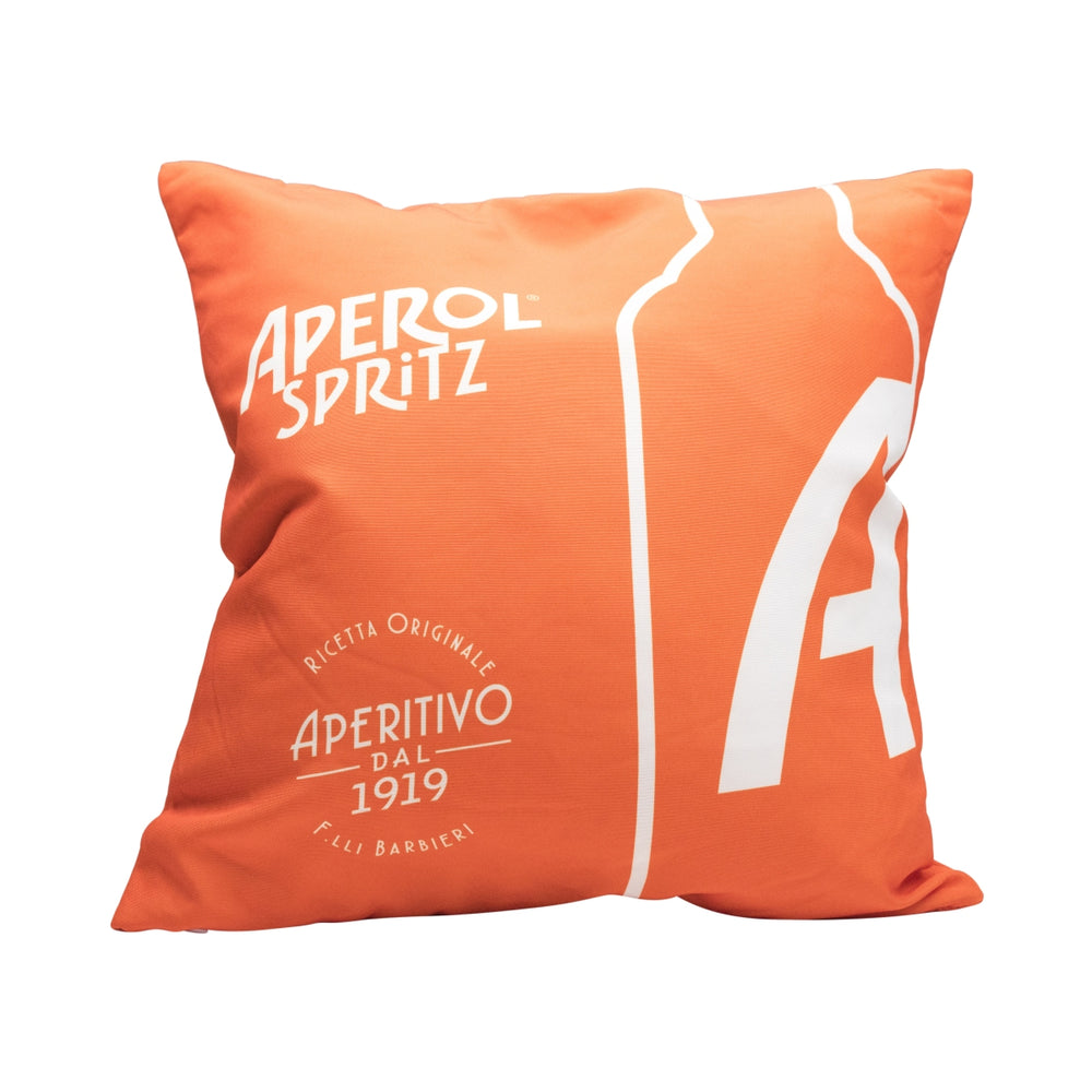Aperol liqueur cushion, orange bottle, 40x40, outdoor decoration, lounge sofa, living room, bar