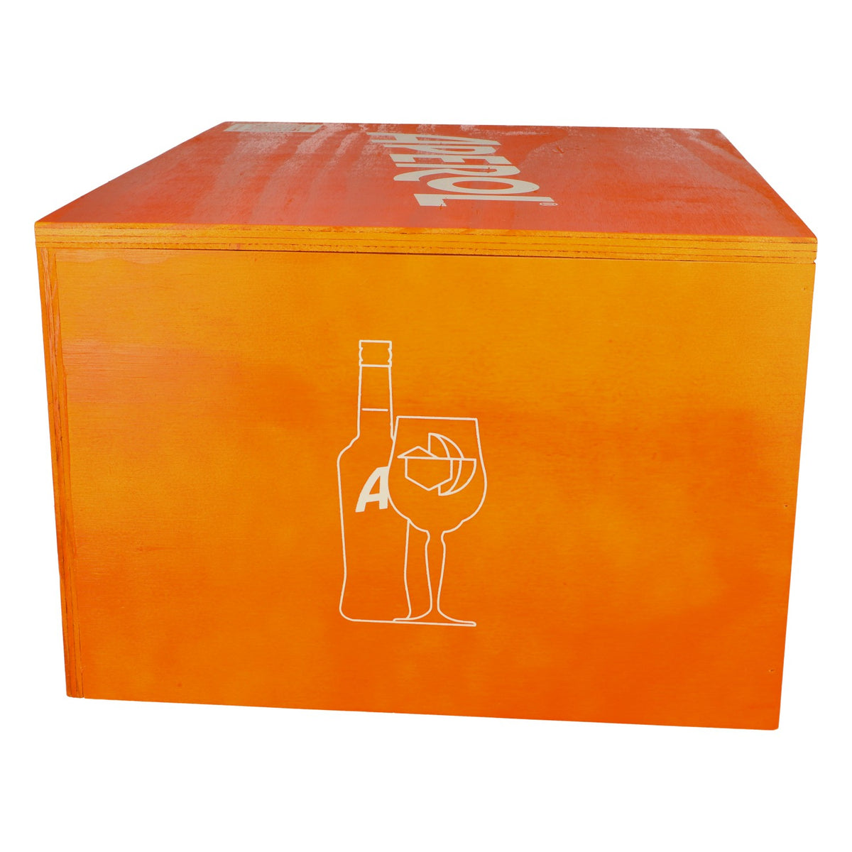 Aperol Spritz wooden box orange 45x38x26cm seat table outdoor garden box crate – View 3
