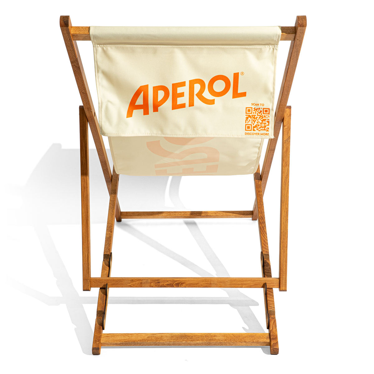Aperol Spritz Deck Chair Beach Chair Patio Chair White Wood Frame Lettering Liqueur – View 5