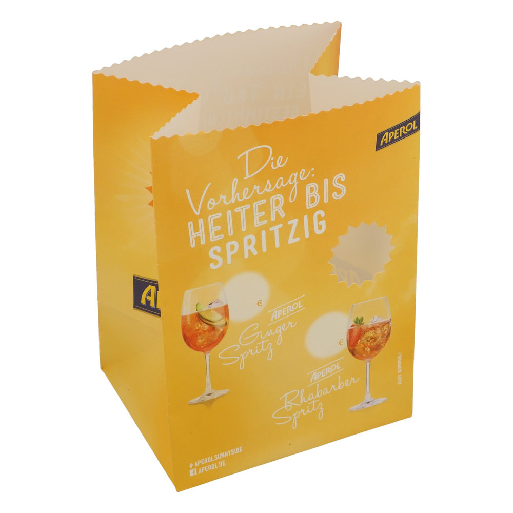 Aperol Spritz liqueur paper bag tea light holder candle holder "The forecast: cheerful to sparkling"