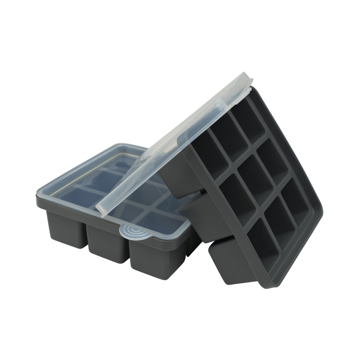 APS Ice cube moulds, set of 2 XL cubes, silicone container with lid, ice cube mould – View 2