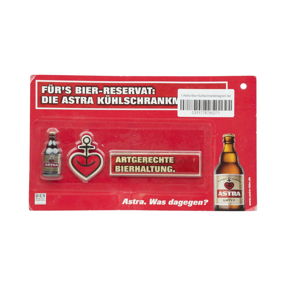 Astra Beer Fridge Magnet Set of 3 Proper Beer Storage Collector's Item Neighborhood Red