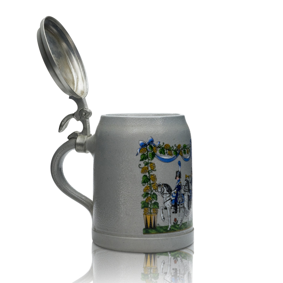 Augustiner collector's glass 0.5l mug with 4 horsemen and pewter lid, Bavaria, rare – View 4